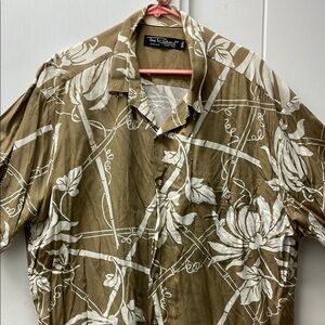 Tommy Bahama Brown and White Casual Button Down Shirt